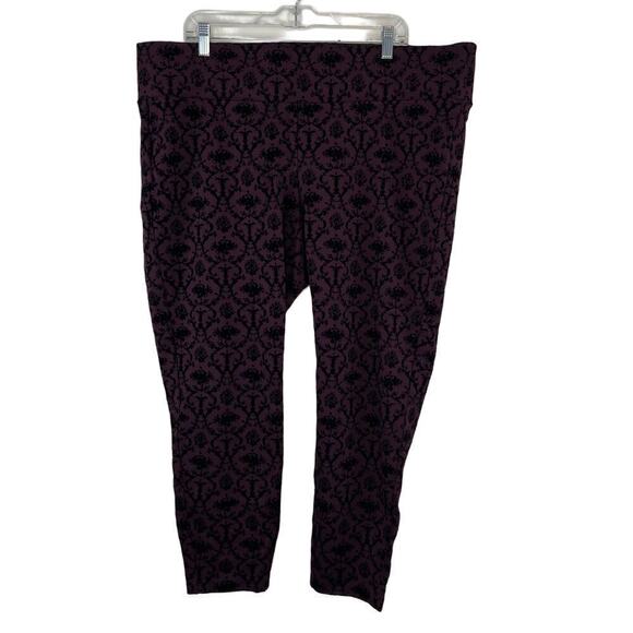 NWT Torrid Ponte Slim Fix Pixie Pant Burgundy Purple Black Flocked 3X Whimsigoth - Picture 2 of 7
